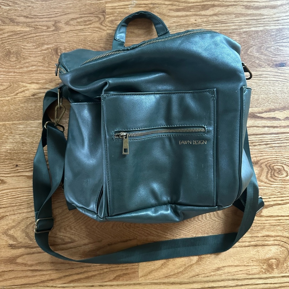 Fawn Design Green Backpack with Supple Leather